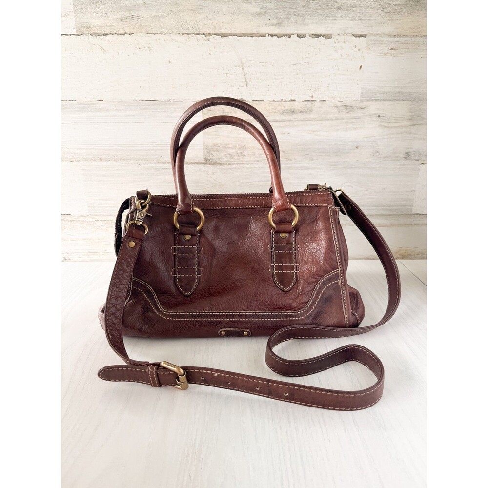 Frye Melissa Satchel Bag Womens Brown Leather Top Handle Crossbody Purse